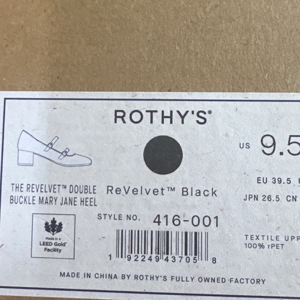 Rothys The ReVelvet Double Buckle Mary Jane Heel Black 416-001 Women's 9.5 NEW - Picture 7 of 7